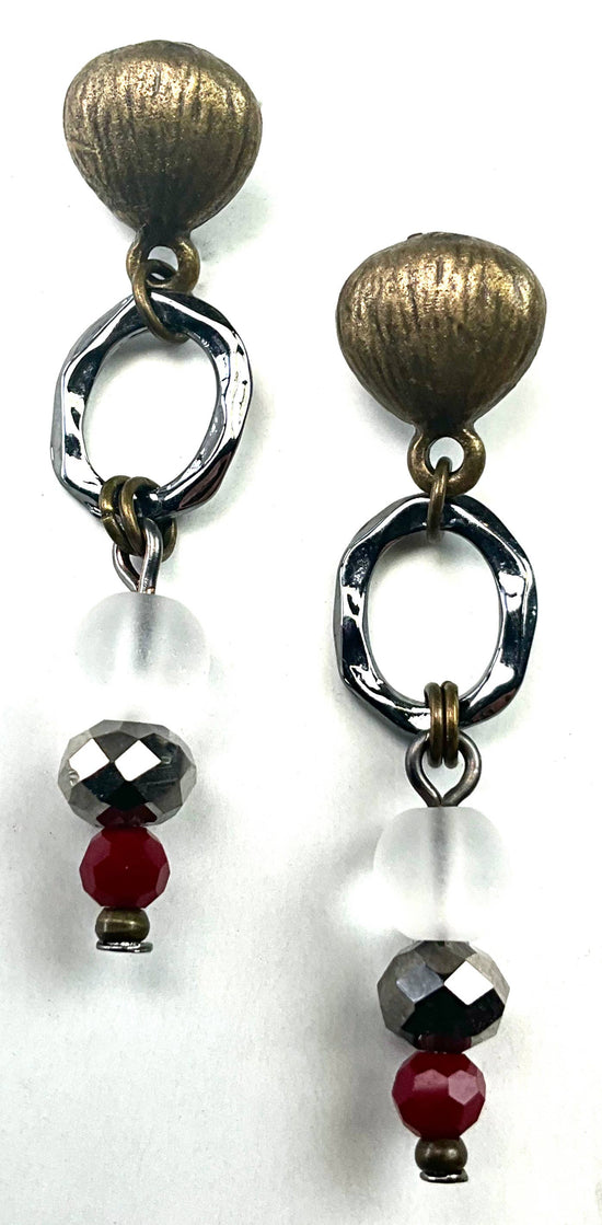 Lost and Found POST W/RING & BEADS DANGLE Earrings
