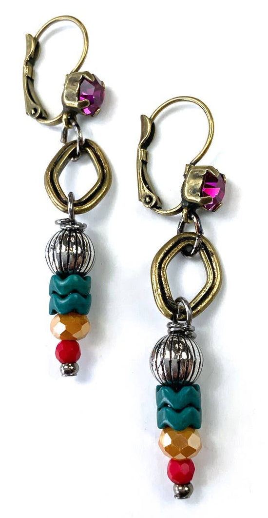 Lost and Found Linear On Latchback w/Stone Earrings