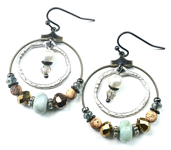 Lost and Found SM BEADED HOOP & RING Earrings