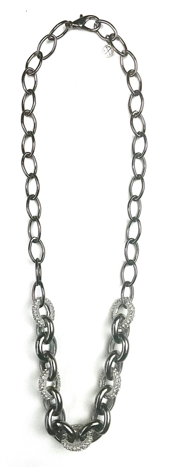Lost and Found Bold Chains w/Front Pave Links Necklace