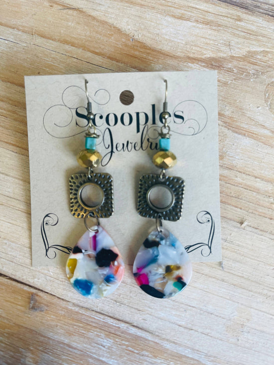 Scooples Jewelry Turquoise and Bronze Funfetti Earrings