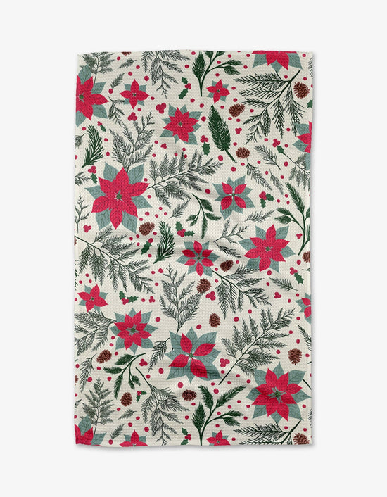 Geometry Woodland Poinsettia Tea Towel