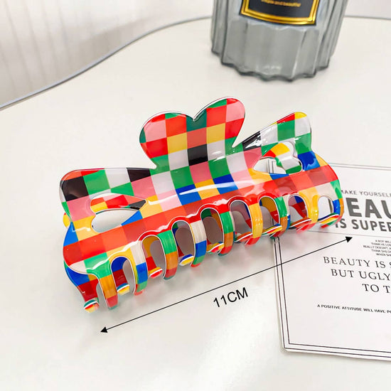 ACCITY RAINBOW CHECKER HAIR CLAW CLIPS