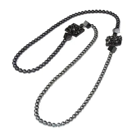 The Dark - The Obsidian Necklace Dual Cluster Hematite Bead Statement