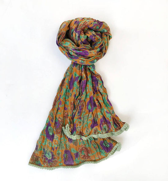 Little Journeys Crinkled Cotton Scarf - Thistle Mustard