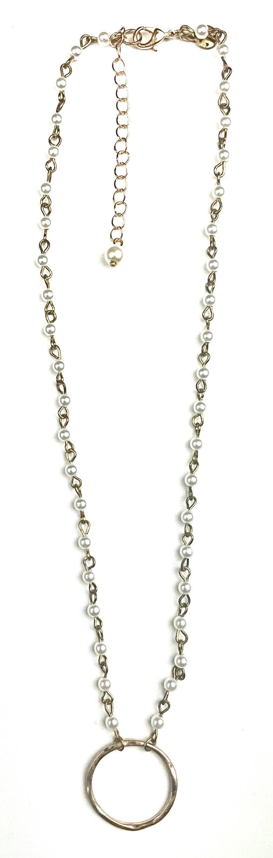 Lost and Found Short Rosaried Pearl w/ Center Ring Necklace