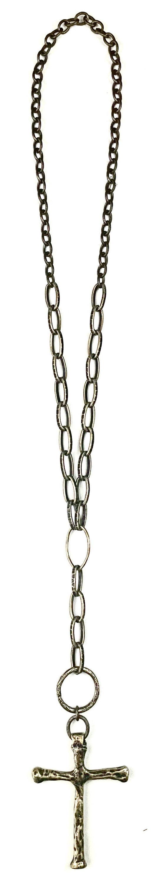 Lost and Found LONG BOLD LINK CHAIN W/CROSS PENDANT Necklace