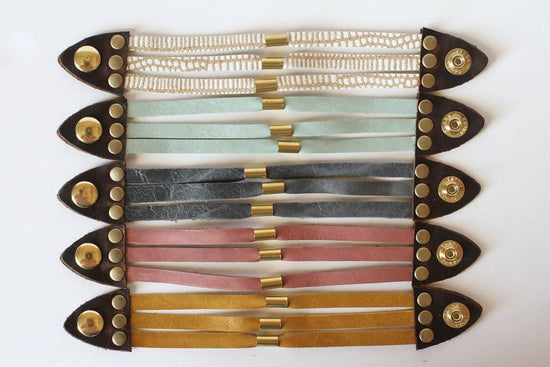 Permanent Baggage Multi Strand Leather Cuff Bracelet