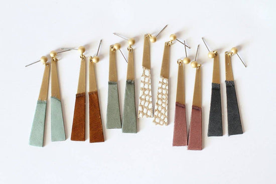 Permanant Baggage Leather Slim Earrings