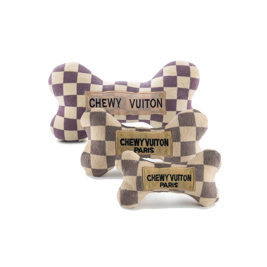 Haute Diggity Dog Checker Chewy Vuiton Bones Squeaker Dog Toy