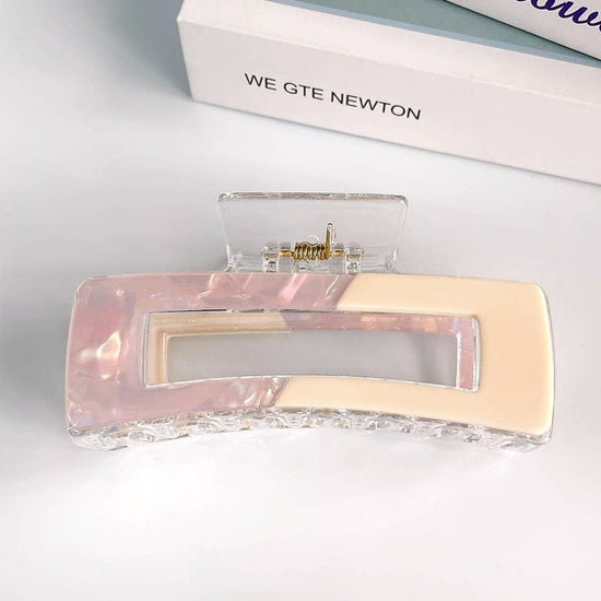 MKS America - Extra-Large Square Two-Tone Hair Clip for Thick Hair Pink