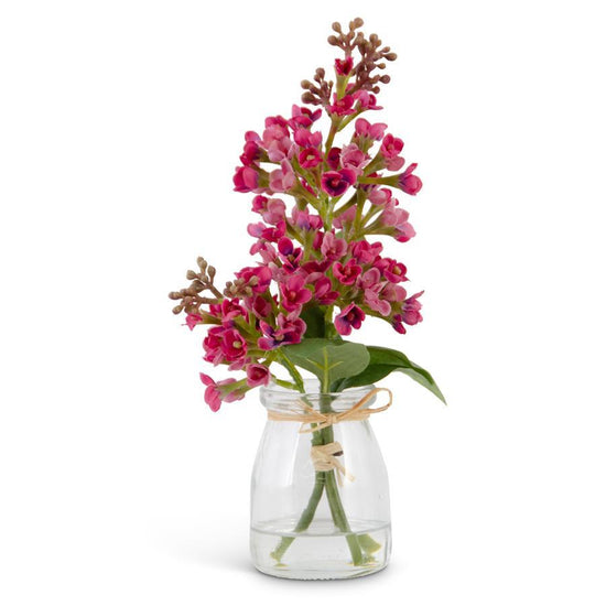 K & K 9.25 Inch Lilac Premade in Glass Vase w/Faux Water