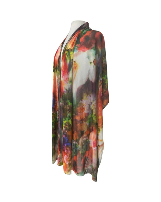 Elana Kattan BRUNA Long & Wide Print Mesh Shawl Stole Wrap