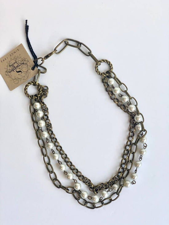 Scooples Jewelry Chained Pearl Necklace
