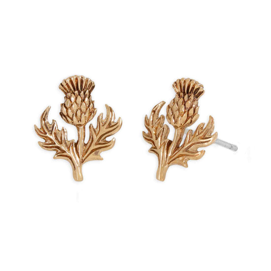 Nina Designs Silver or Bronze Dimensional Thistle Post Earrings 13x11mm