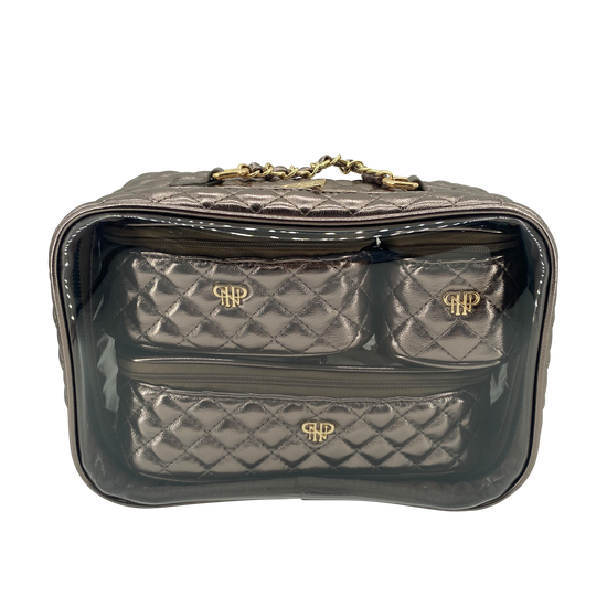 PurseN - Trio Jet Setter Beauty Bag with Handle - Bronze