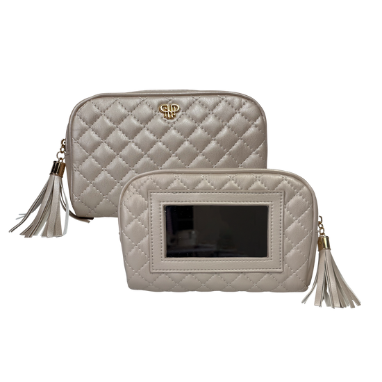 PurseN - Glam Makeup Case with Mirror - Pearl