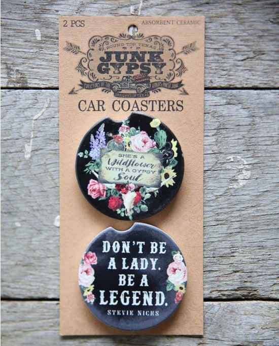 Junk Gypsy Wildflower/Legend Car Coaster Set