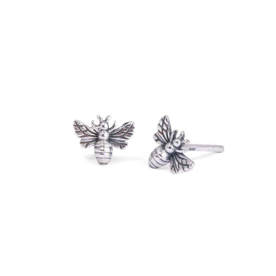 Nina Designs Silver, Bronze or Gold Plate Tiny Bee Post Earrings 6x8mm
