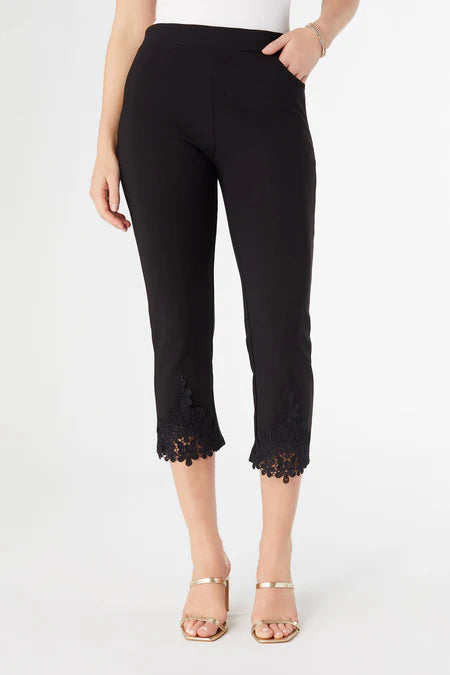 Coco & Carmen Georgie Capri with Lace Detail - Black