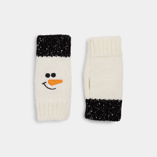 Coco & Carmen Marled Snowman Knit Fingerless Gloves