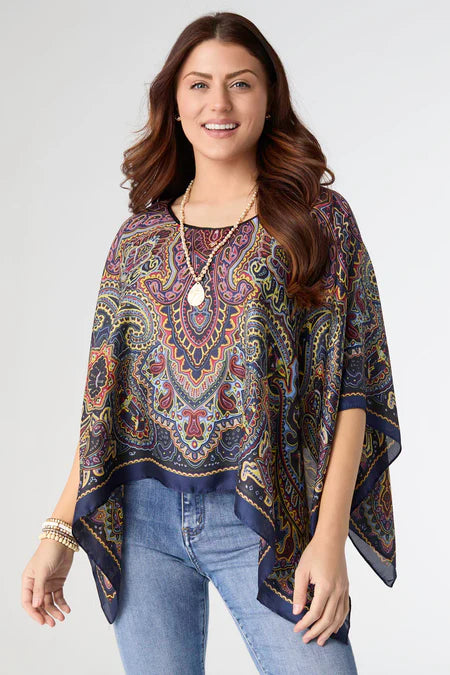 Coco & Carmen Margot Printed Wrap Navy Paisley