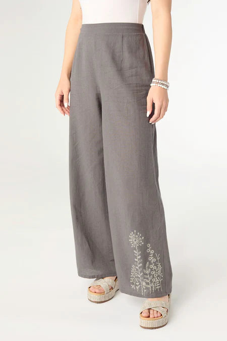 Coco & Carmen Ava Pant with Floral Embroidery