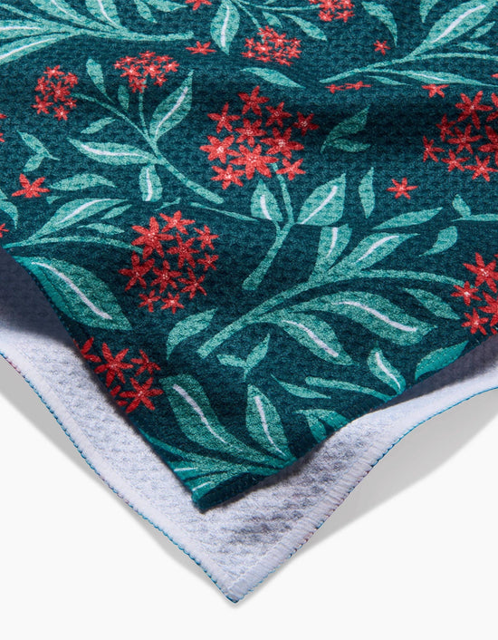 Geometry Holiday Blooms Tea Towel