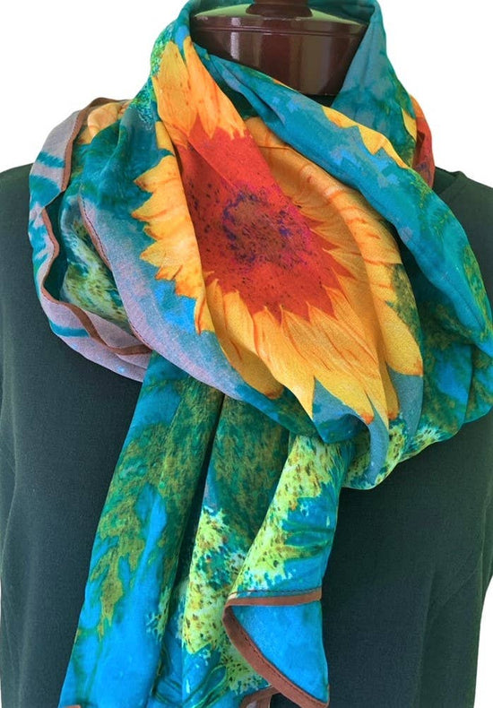 Nina J Joyous Sunflowers Cotton Scarf