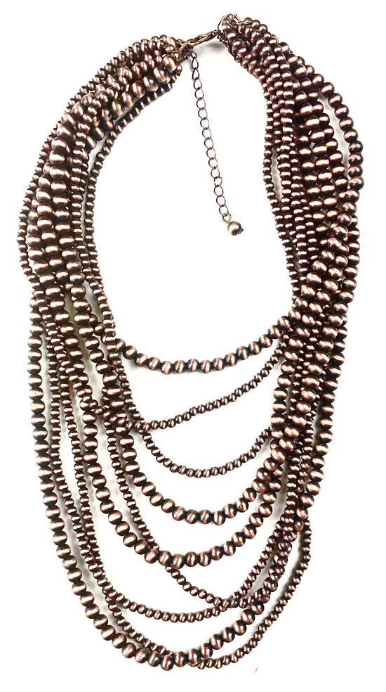 Lost and Found MULTI STD. MIXED FAUX NAVAJO PEARLS - ANTIQUE COPPER Necklace