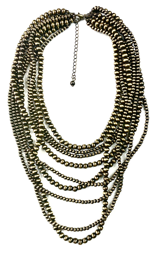 Lost and Found MULTI STD. MIXED FAUX NAVAJO PEARLS - ANTIQUE BRONZE Necklace