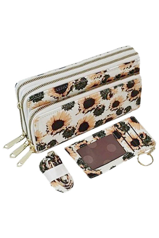 Cap Zone - Sunflower Continental Wallet Crossbody Bag With Card Holder