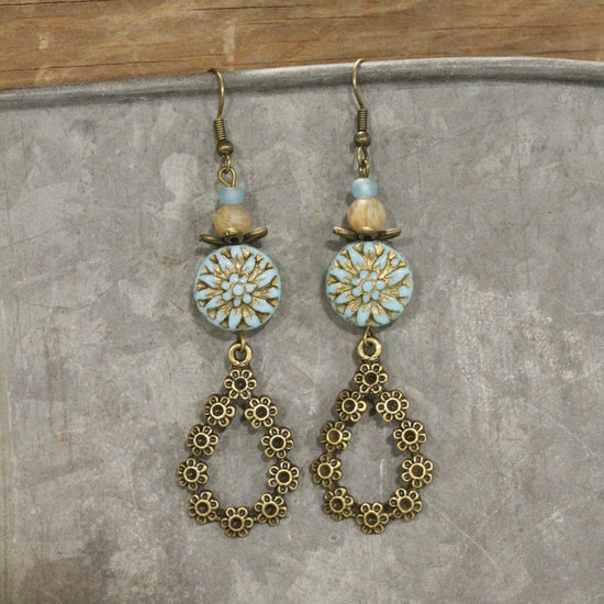 The Primitive Peddler, Inc. Full Of Blooms Czech Flower Dangle Earrings