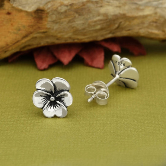 Nina Designs Sterling Silver Pansy Post Earrings 8x8mm