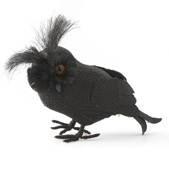 K&K Interiors 9 Inch Black Sisal/Fabric Standing Owl