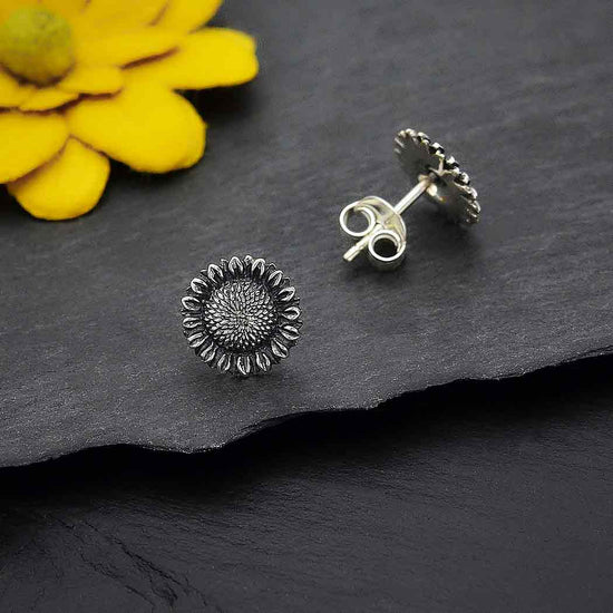 Nina Designs Sterling Silver or Bronze Sunflower Post Earrings 10x10mm