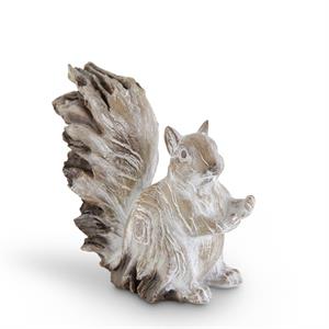 K and K Interiors Whitewashed Resin Sitting Squirrels