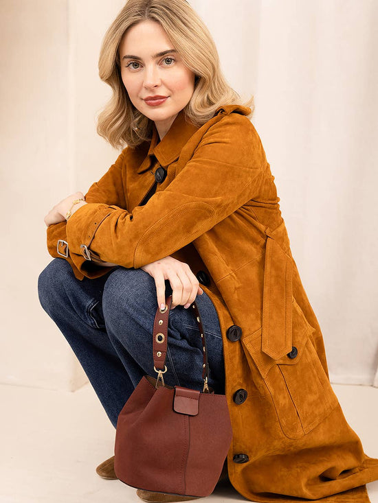 Jen & Co. Farrah Suede Bucket Bag w/ Top Handle & Inner Bag