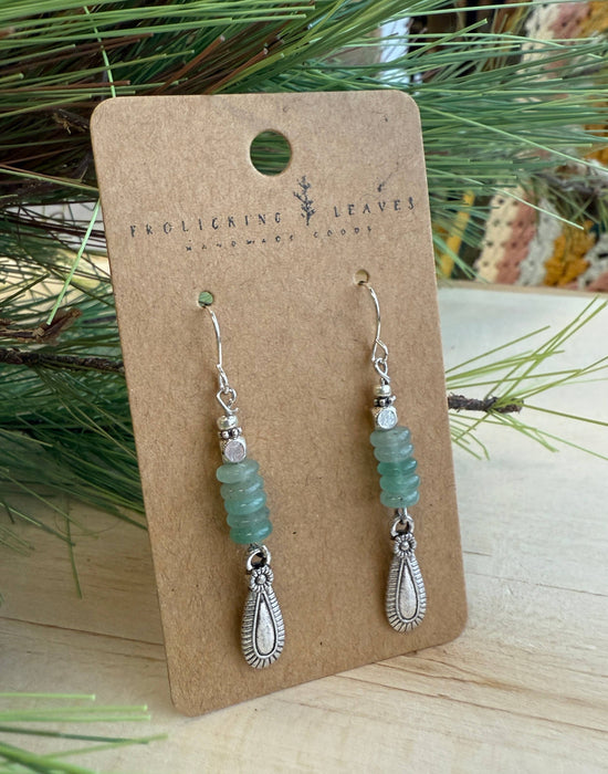 Frolicking Leaves Aventurine Drop Earrings