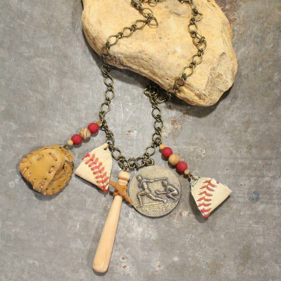 The Primitive Peddler, Inc. Take Me Out To The Ballgame Vintage Charming Necklace