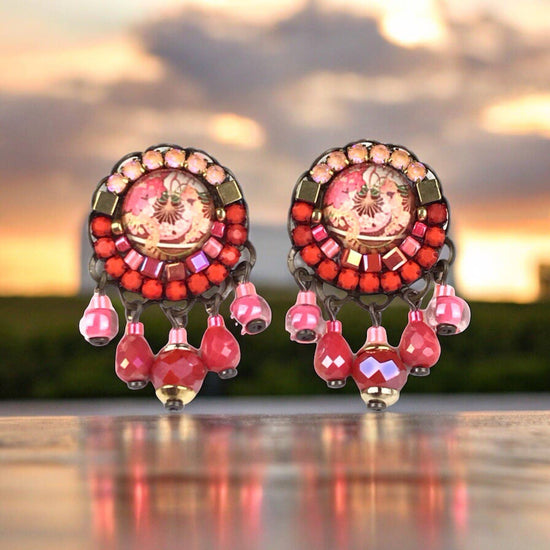 Melizi Jewlery ORANGE PASSION CRYSTAL EARRINGS Handmade in Spain