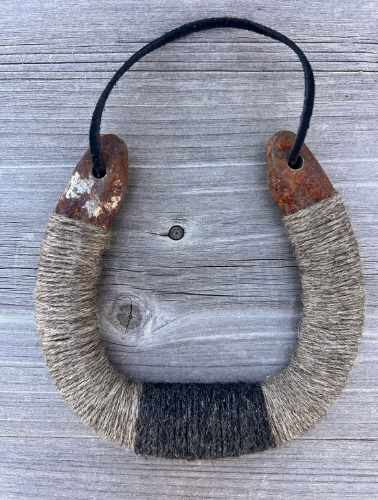 Bear + Scout - Up-cycled LUCKY horseshoes Charcoal and Beige