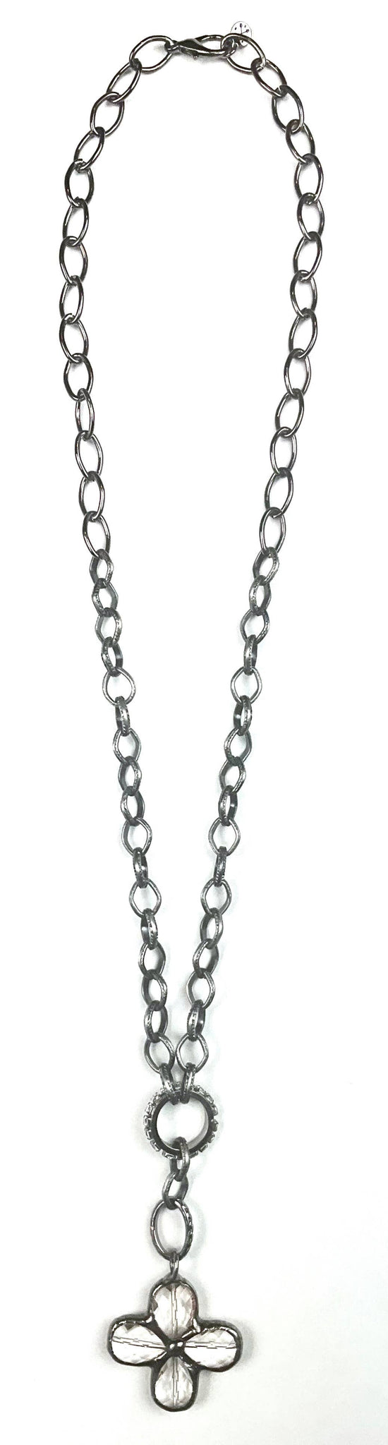 Lost and Found Med. Mixed Chains & Faux Solder Flower Pendant Necklace