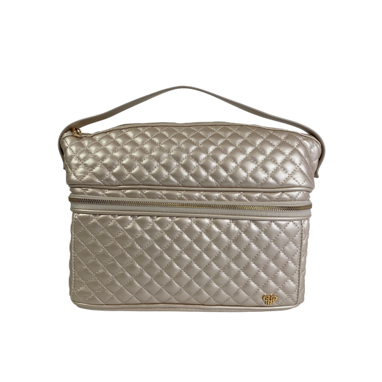 PurseN - Stylist Travel Bag with Heat Resistant Compartment and Handle - Pearl Quilted