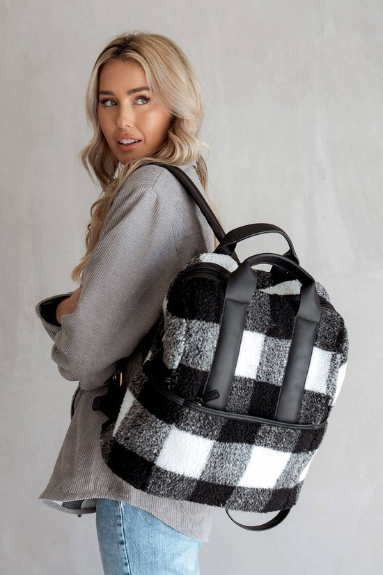 Jen & Co. - Hattie Sherpa Backpack w/ Guitar Strap Buffalo Plaid