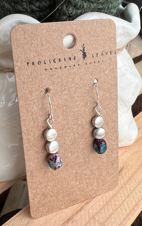 Frolicking Leaves Purple Jasper & Silver Earrings