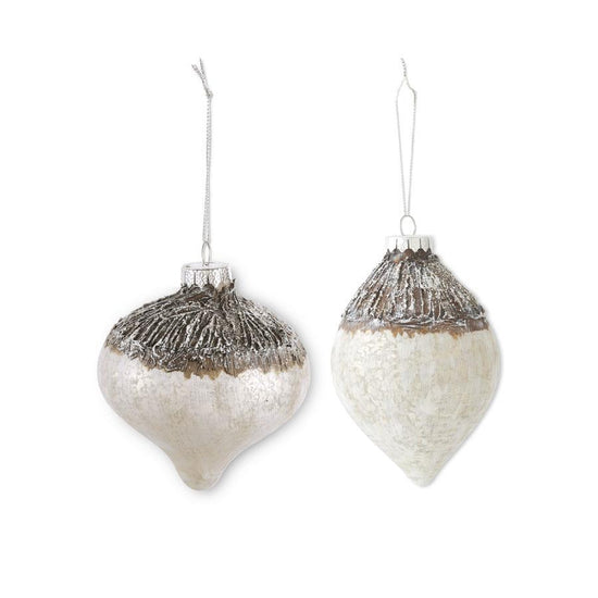 K & K Interiors Glass Birch Bark Ornaments