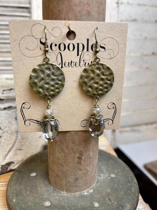 Scooples Jewelry Hammered Gray Earrings
