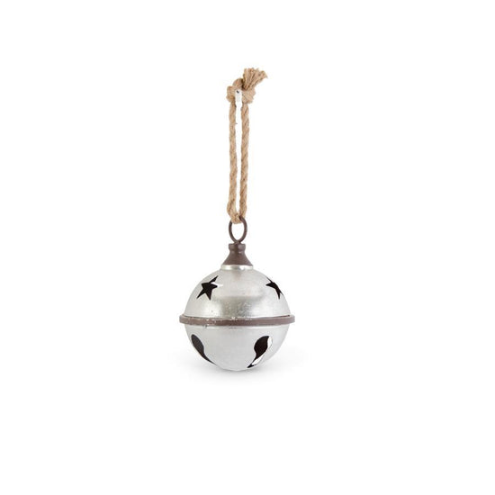 K&K Interiors 8 Inch Silver Jingle Bell w/Rusty Band and Hanger