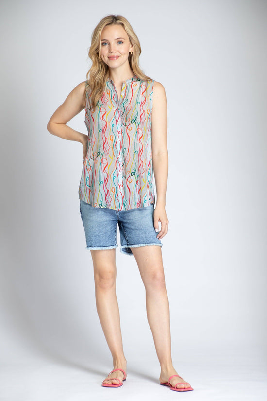 APNY Party Streamers Print - Button Up Tank